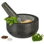 Relaxdays Granit M&ouml;rser mit St&ouml;&szlig;el 16 cm Anthrazit,Grau