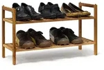 Relaxdays 2 x Schuhregal Walnuss stapelbar Hellbraun