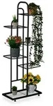Relaxdays Blumenregal aus Metall mit 6 Ablagen Schwarz
