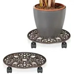 Relaxdays Pflanzenroller 2er Set Gusseisen Braun