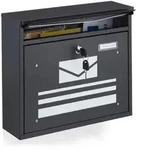 Relaxdays Pulverbeschichteter Briefkasten Wei&szlig;,Schwarz