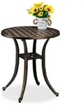 Relaxdays Antiker Gartentisch rund Gold,Schwarz