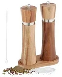 Relaxdays Salz und Pfefferm&uuml;hle Set Braun,Silber