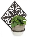 Relaxdays 3 x Blumenhalter Wand Gusseisen Dunkelbraun