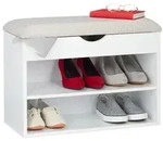 Relaxdays Wei&szlig;e Schuhbank gepolstert Wei&szlig;,Creme