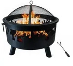 Relaxdays Feuerschale mit Flammenmotiv Schwarz