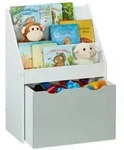 Relaxdays Kinderregal mit Spielzeugkiste Wei&szlig;,Grau