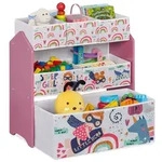 Relaxdays Kinderregal mit 6 Aufbewahrungsboxen Wei&szlig;,Gr&uuml;n,Rosa