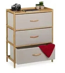 Relaxdays Bambus Kommode 3 Schubladen Beige,Hellbraun