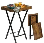 Relaxdays Klappbarer Beistelltisch mit Tablett Braun,Schwarz