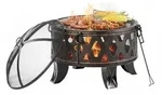 Relaxdays Feuerschale mit Grillrost Gold,Schwarz