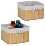 Relaxdays Aufbewahrungskorb Set aus Bambus Beige,Creme,Silber