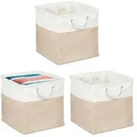 Relaxdays Aufbewahrungskorb Leinen im 3er Set Beige,Creme