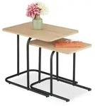 Relaxdays Satztisch 2er Set Holzoptik & Metall Hellbraun,Schwarz