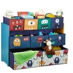 Relaxdays Kinderregal mit Boxen Monster Dunkelblau,Orange,T&uuml;rkis