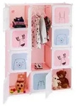 Relaxdays Steckregal Kinderzimmer mit 12 F&auml;chern Wei&szlig;,Hellblau,Rosa
