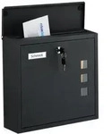 Relaxdays Briefkasten mit Sichtfenster Schwarz,Silber,Transparent