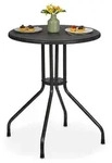 Relaxdays Runder Gartentisch in Rattanoptik Schwarz