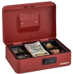 Relaxdays Rote Geldkassette mit Zahlenschloss Rot,Schwarz,Silber