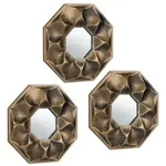 Relaxdays Spiegel 3er Set Blume Gold,Schwarz