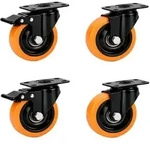 Relaxdays Lenkrollen 4er Set Orange,Schwarz