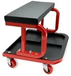 Relaxdays Werkstatthocker bis 100 kg Rot,Schwarz