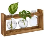 Relaxdays Reagenzglas Vase mit St&auml;nder Braun,Transparent
