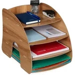 Relaxdays Dokumentenablage mit 4 F&auml;chern Dunkelbraun