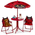Relaxdays Camping Kindersitzgruppe mit Schirm Rot,Schwarz