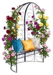 Relaxdays Gartenbank mit Rosenbogen Schwarz