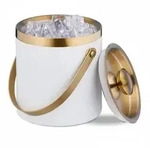 Relaxdays Eisw&uuml;rfelbeh&auml;lter mit Deckel Wei&szlig;,Gold
