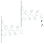 Relaxdays Blumenampelhalterung 2er Set Blattmotiv Wei&szlig;
