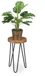 Relaxdays Retro Blumenhocker aus Akazie Dunkelbraun,Schwarz