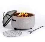 Relaxdays Feuerschale in Steinoptik Schwarz,Grau