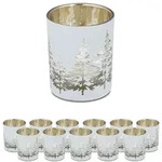 Relaxdays Teelichthalter Tannenbaum 12er Set Wei&szlig;,Gold
