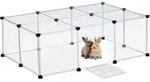 Relaxdays 16-teiliges Freilaufgehege Transparent Schwarz,Transparent