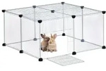 Relaxdays 12-teiliges Freilaufgehege Transparent Wei&szlig;,Schwarz,Transparent