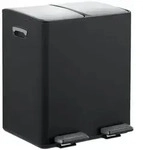 Relaxdays M&uuml;lleimer K&uuml;che 2x 15 Liter Schwarz,Silber