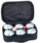Relaxdays 4 x Boule Set Metall 6 Kugeln Hellbraun,Schwarz,Silber