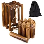 Relaxdays Kubb Wikingerspiel mit Holzbox Braun,Schwarz