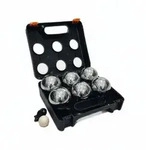 Relaxdays 6 Boule Kugeln im Set Orange,Schwarz,Silber