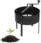 Relaxdays Gartensieb mit Handkurbel Schwarz,Silber