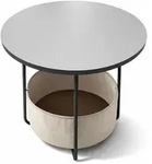 Relaxdays Runder Beistelltisch mit Korb Creme,Grau