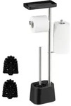 Relaxdays WC Garnitur mit Ablage Schwarz,Silber
