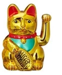 Relaxdays 10x Maneki Neko Winkekatze 16 cm Gold,Rot,T&uuml;rkis