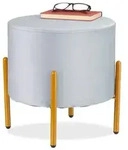 Relaxdays Samt Hocker mit 4 Metallbeinen Gold,Grau
