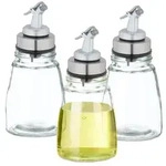 Relaxdays &Ouml;lflasche Glas 3er Set nachf&uuml;llbar Schwarz,Silber,Transparent