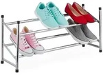 Relaxdays Schuhregal ausziehbar Schwarz,Silber