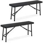 Relaxdays Bierbank 2er Set Holzoptik Schwarz