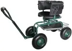 Relaxdays Fahrbarer Gartensitz mit Stauraum Dunkelgr&uuml;n,Schwarz
